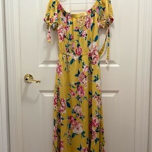 Band of Gypsies Yellow Smocked Maxi Dress